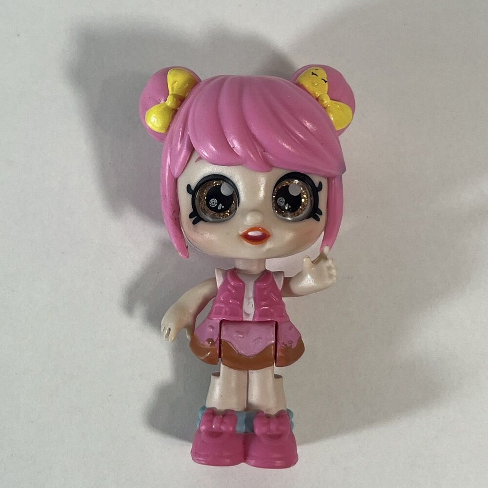 Kindi Kids Mini Doll Donatina Bobble Head Figurine Pink Hair 3”